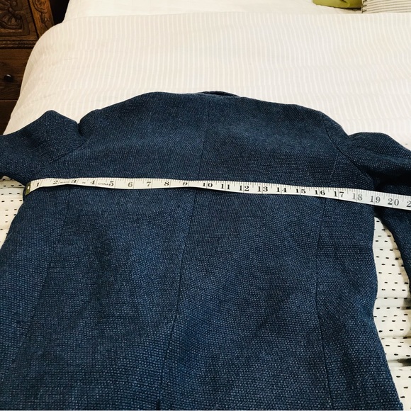 Zara Basic Collection Womens Open Blue Tweed Lined Blazer Suit Jacket Sz M - Picture 10 of 12